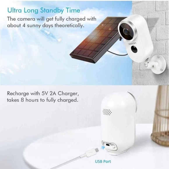 Outdoor Solar Security Camera Wireless 1080P Recharge Battery WiFi 2 Way Audio - Picture 3 of 6